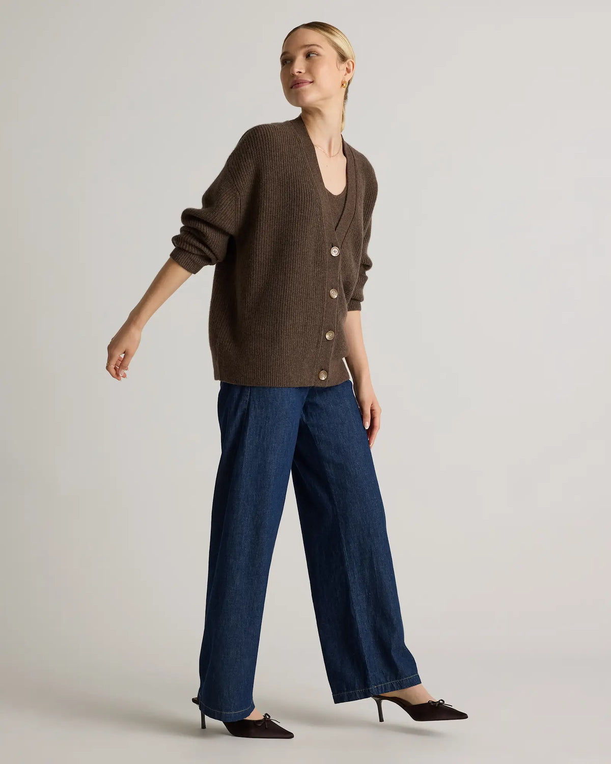 Mongolian Cashmere Fisherman Boxy Cropped Cardigan Sweater - US 1914