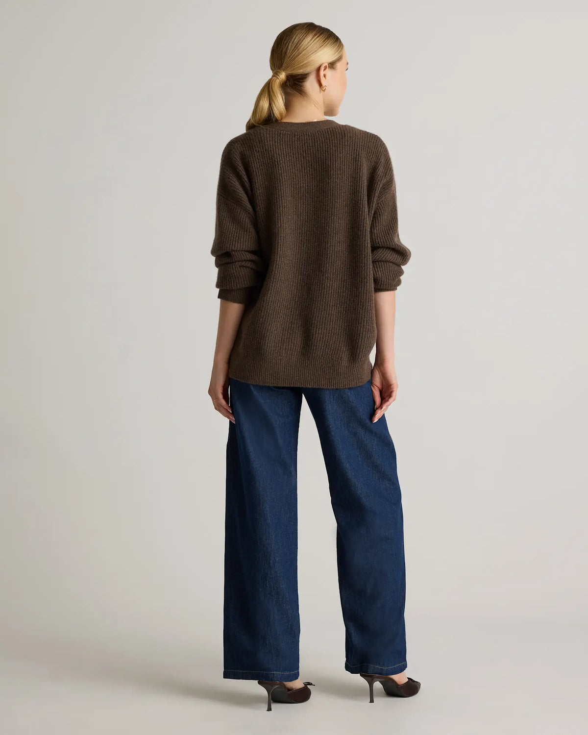 Mongolian Cashmere Fisherman Boxy Cropped Cardigan Sweater - US 1914