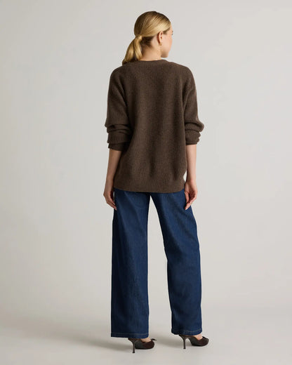 Mongolian Cashmere Fisherman Boxy Cropped Cardigan Sweater - US 1914