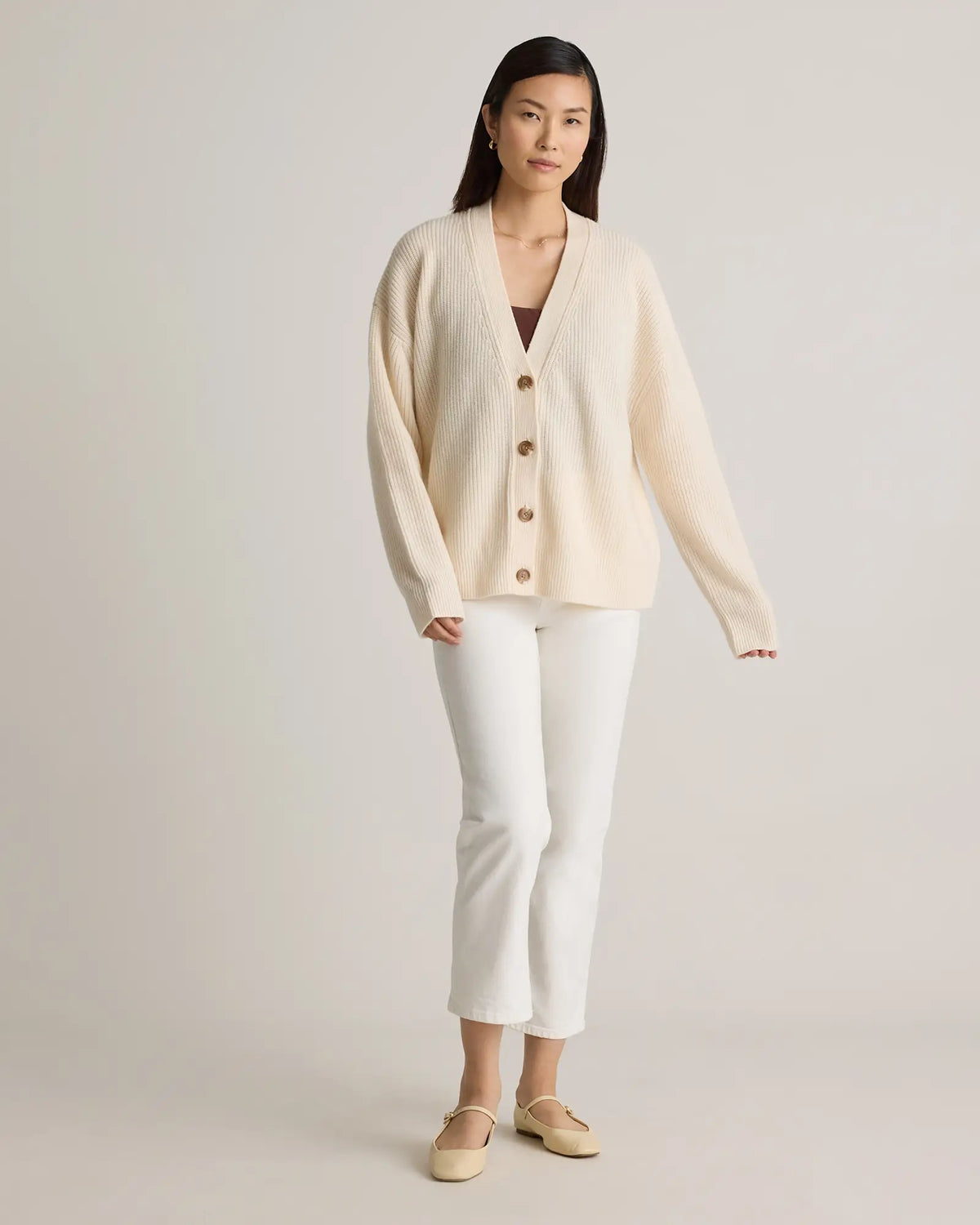 Mongolian Cashmere Fisherman Boxy Cropped Cardigan Sweater - US 3929