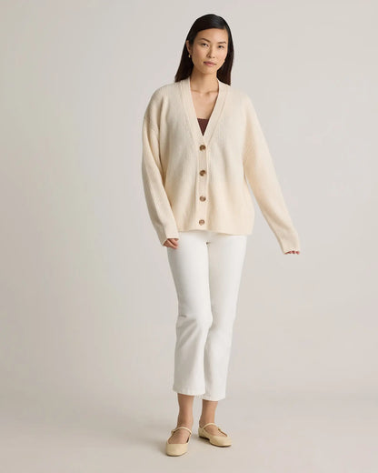 Mongolian Cashmere Fisherman Boxy Cropped Cardigan Sweater - US 3929
