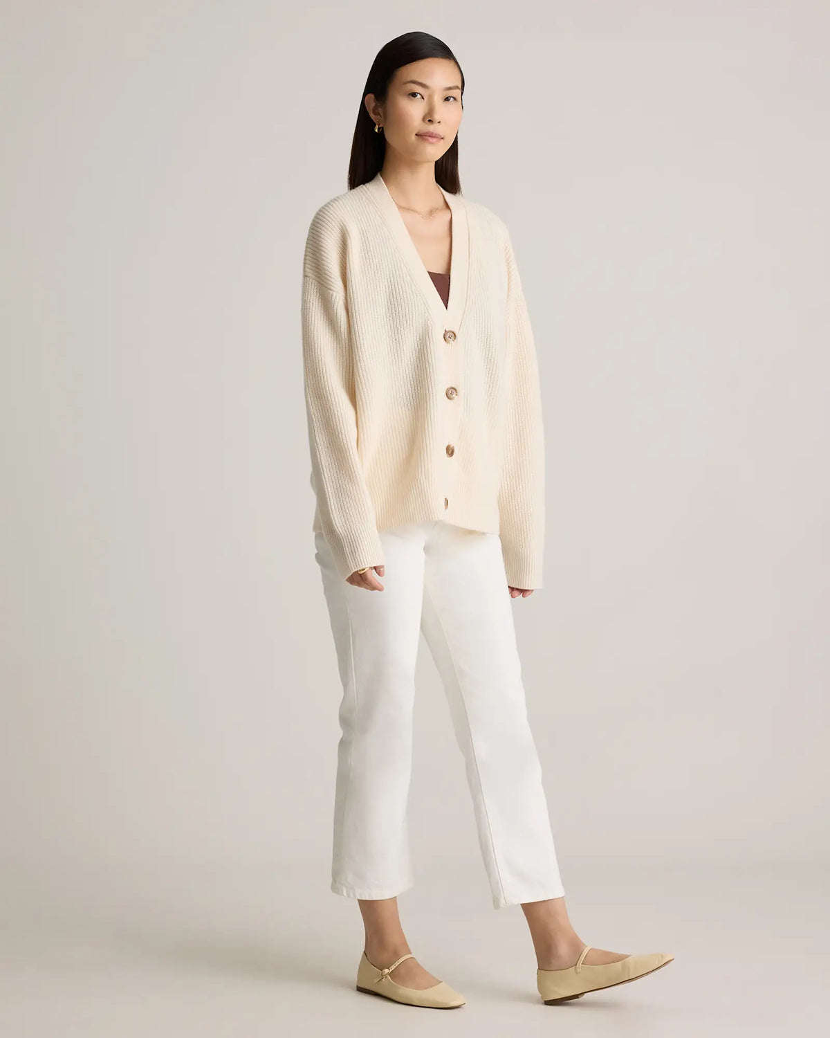 Mongolian Cashmere Fisherman Boxy Cropped Cardigan Sweater - US 3929