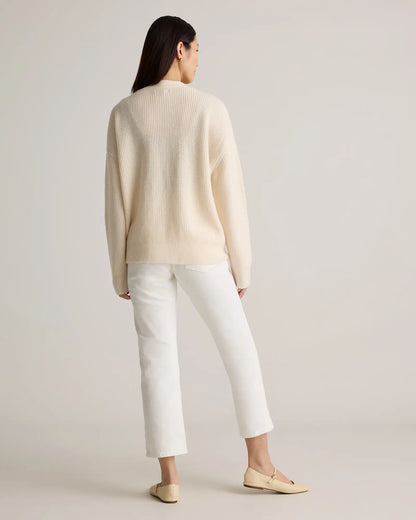 Mongolian Cashmere Fisherman Boxy Cropped Cardigan Sweater - US 3929