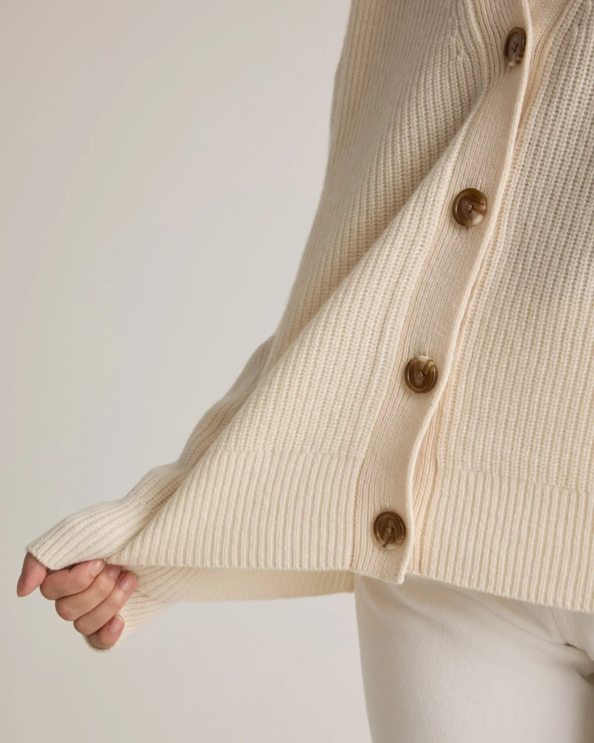 Mongolian Cashmere Fisherman Boxy Cropped Cardigan Sweater - US 3929