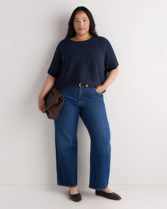 Lightweight Cotton Cashmere Link-Stitch Dolman Sweater - US 7569