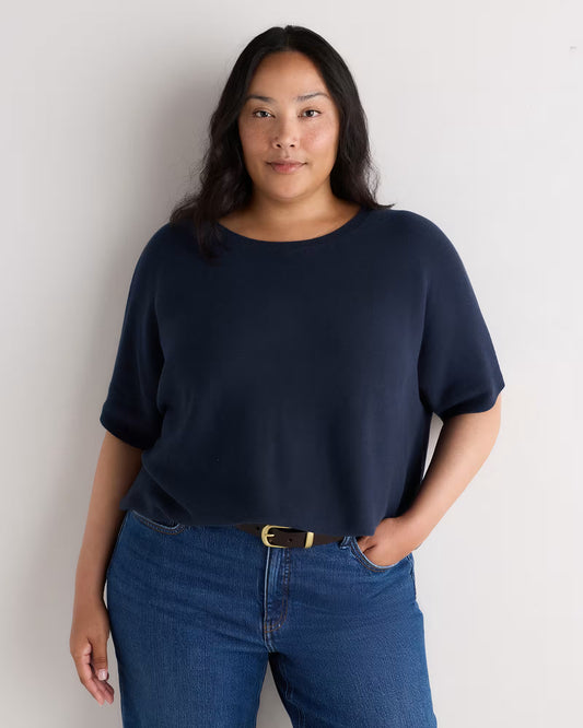 Lightweight Cotton Cashmere Link-Stitch Dolman Sweater - US 7569