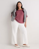 Lightweight Cotton Cashmere Link-Stitch Dolman Sweater - US 9258