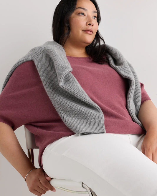Lightweight Cotton Cashmere Link-Stitch Dolman Sweater - US 9258