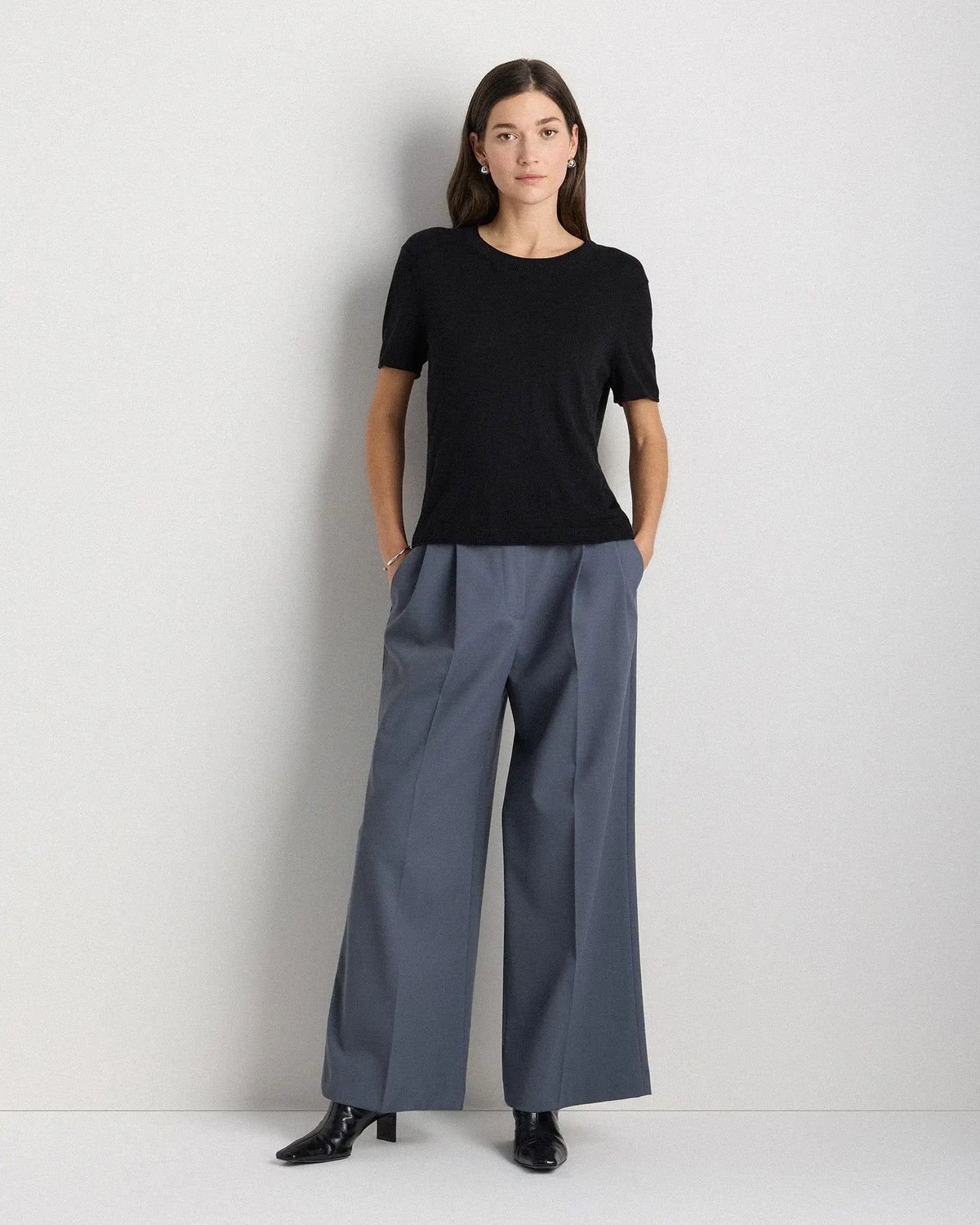 Lightweight Cotton Cashmere Relaxed Sweater Tee - US 5211