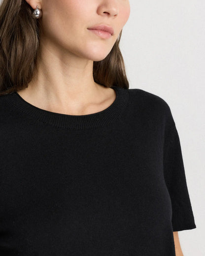 Lightweight Cotton Cashmere Relaxed Sweater Tee - US 5211
