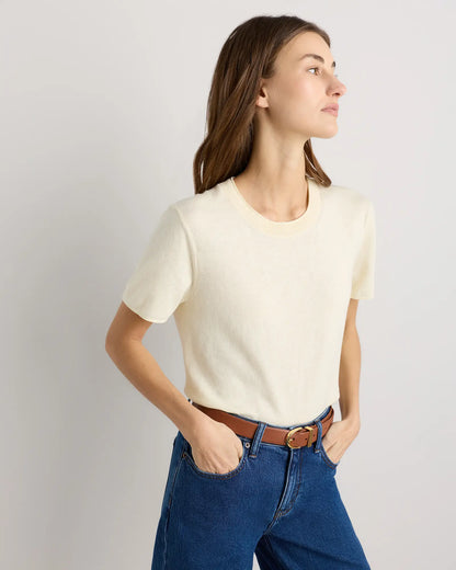 Lightweight Cotton Cashmere Relaxed Sweater Tee - US 9885