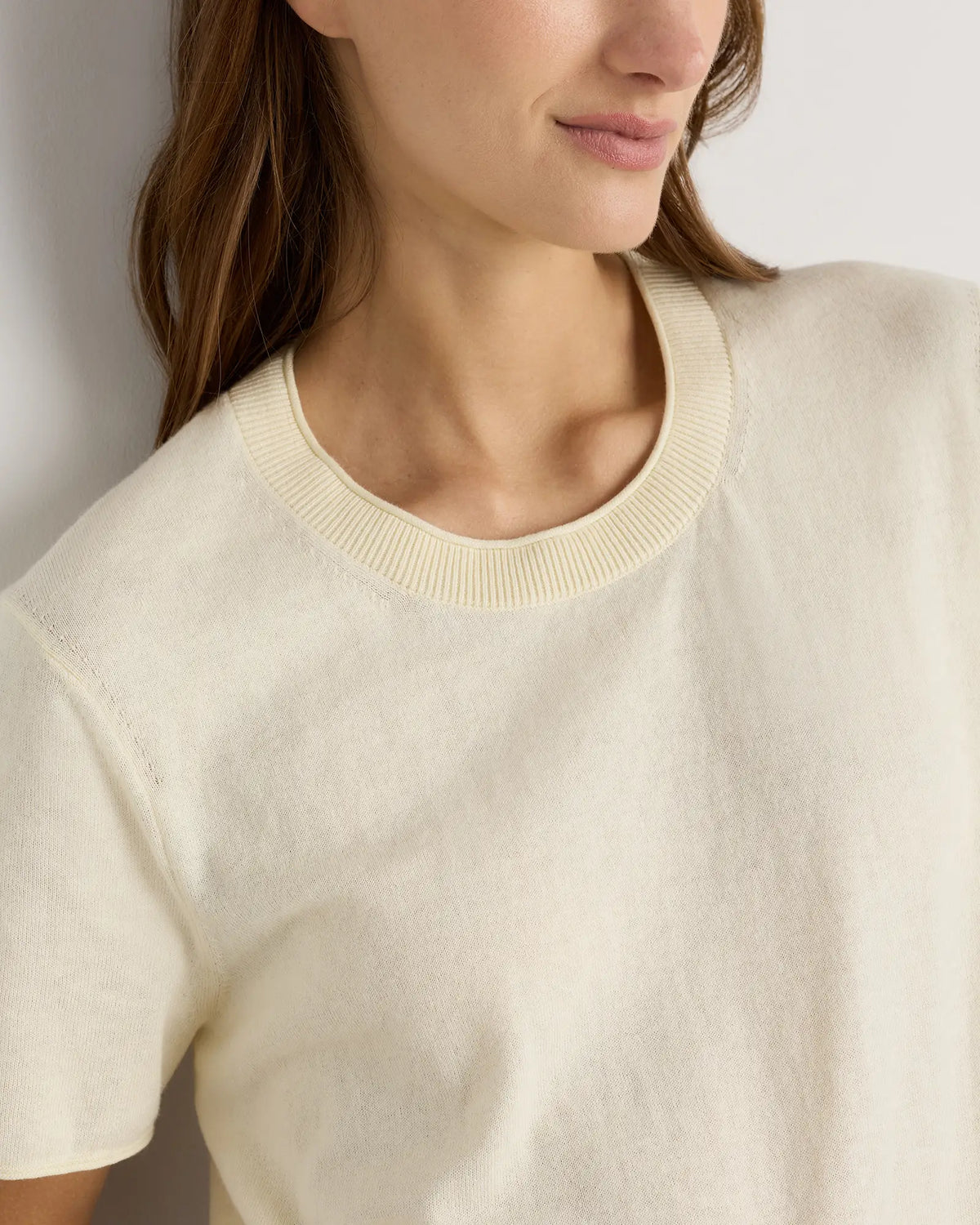 Lightweight Cotton Cashmere Relaxed Sweater Tee - US 9885