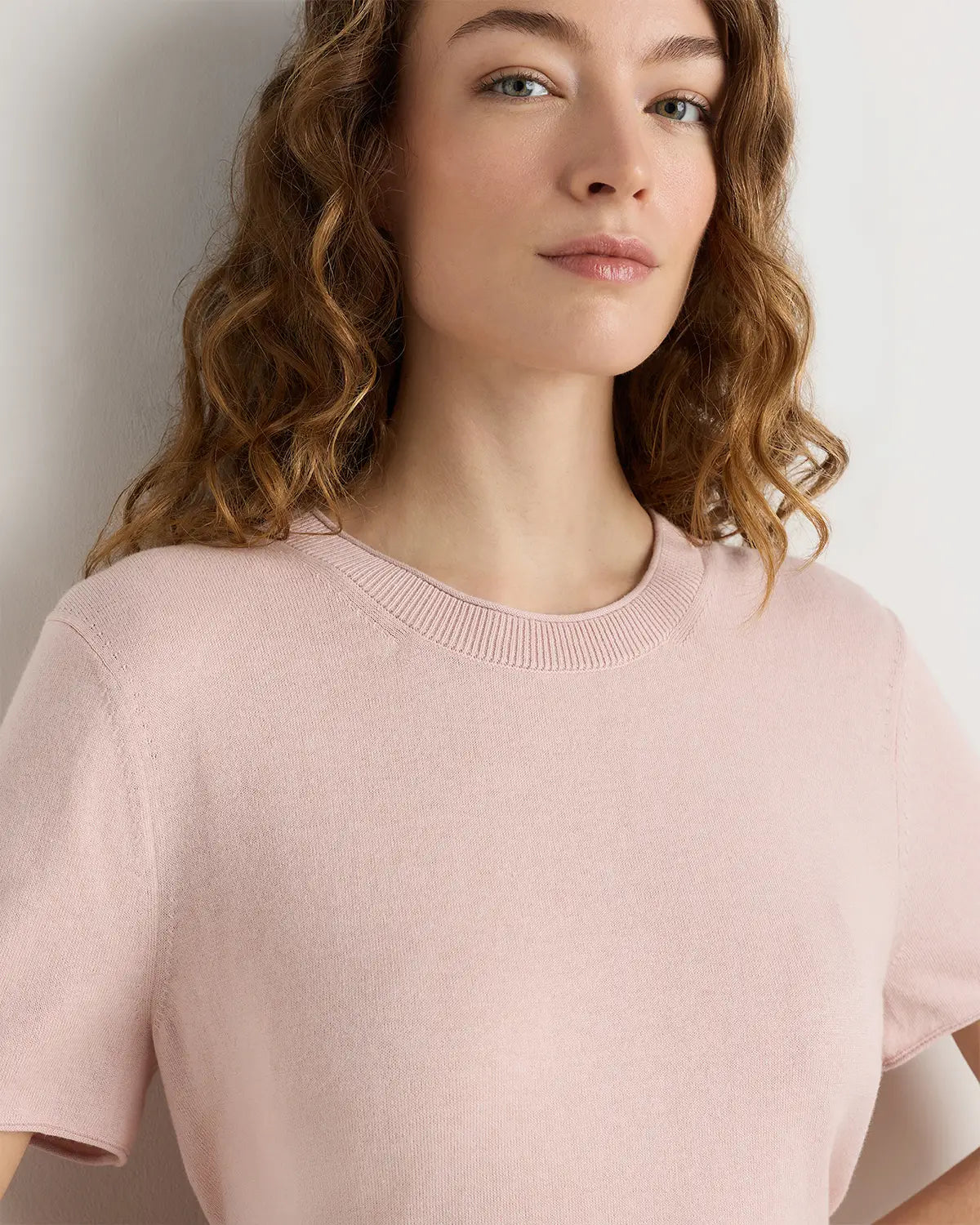 Lightweight Cotton Cashmere Relaxed Sweater Tee - US 3378