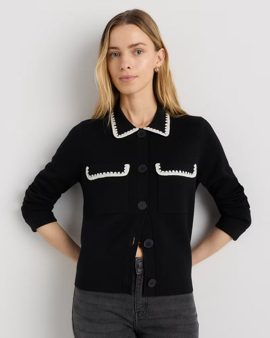 Australian Merino Wool Crochet Trim Sweater Jacket - US 9136