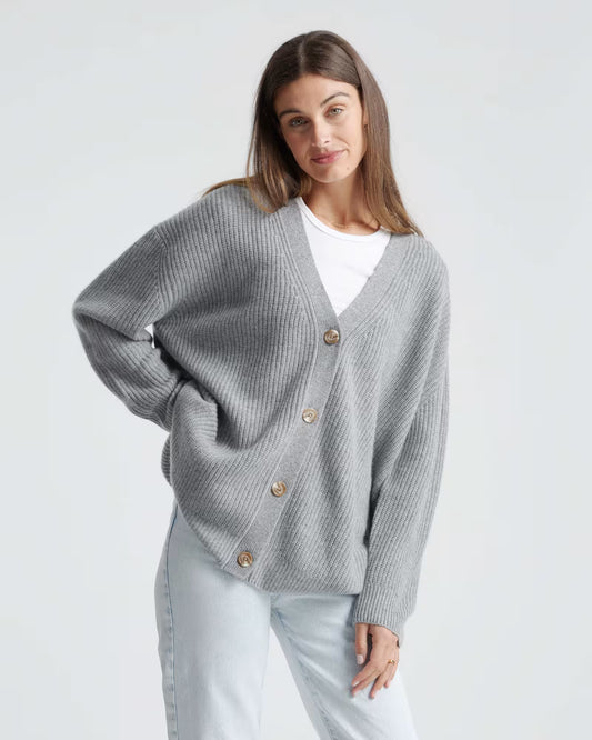 Mongolian Spring Cashmere Oversized Boyfriend Cardigan Sweater - US 2047