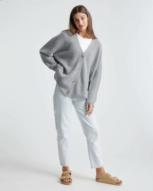 Mongolian Spring Cashmere Oversized Boyfriend Cardigan Sweater - US 2047