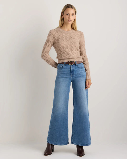 Mongolian Cashmere Shrunken Cable Crewneck Sweater - US 1193