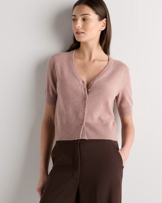Mongolian Cashmere Short Sleeve Cardigan - US 6823