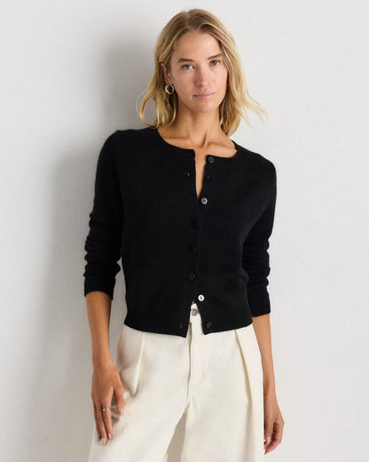 Mongolian Cashmere Cropped Crew Cardigan - US 9580