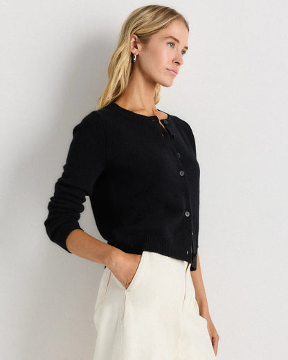 Mongolian Cashmere Cropped Crew Cardigan - US 9580
