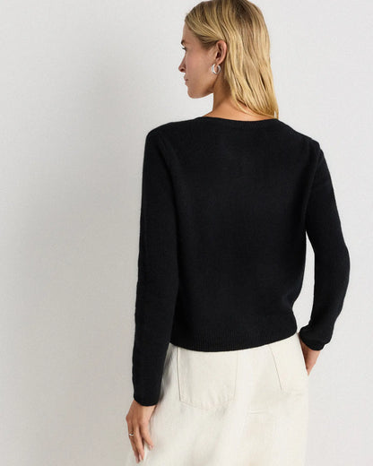 Mongolian Cashmere Cropped Crew Cardigan - US 9580