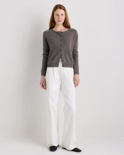 Mongolian Cashmere Cropped Crew Cardigan - US 1371