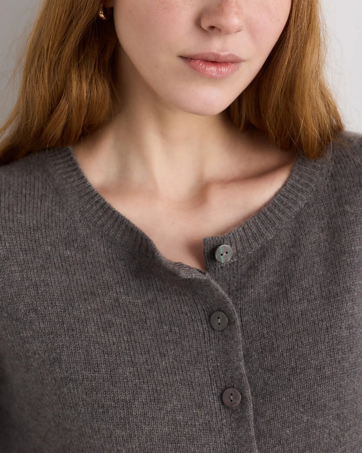 Mongolian Cashmere Cropped Crew Cardigan - US 1371