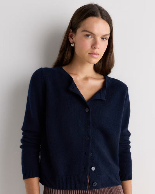 Mongolian Cashmere Cropped Crew Cardigan - US 0722