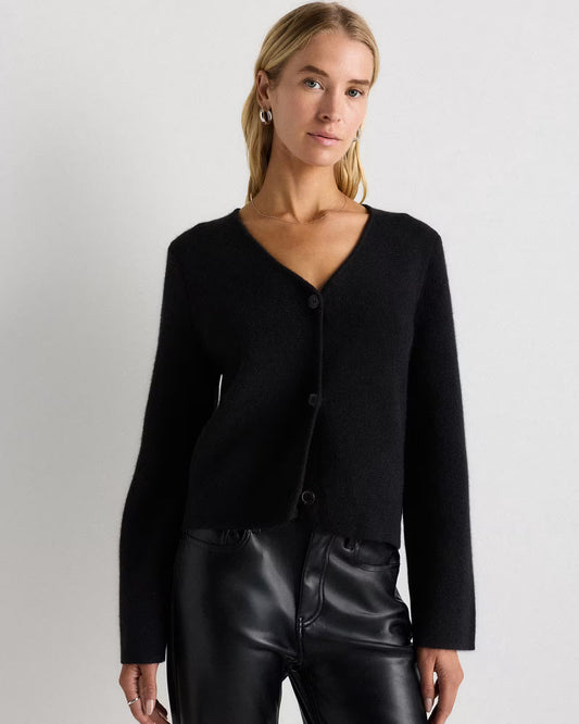 Mongolian Cashmere Structured V-Neck Cardigan - US 9509