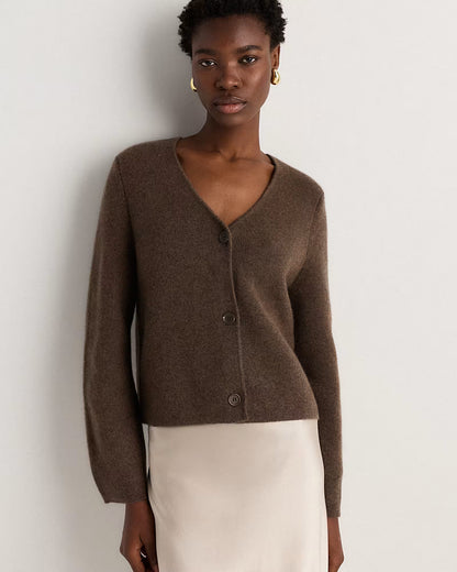 Mongolian Cashmere Structured V-Neck Cardigan - US 0319