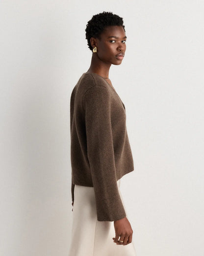 Mongolian Cashmere Structured V-Neck Cardigan - US 0319