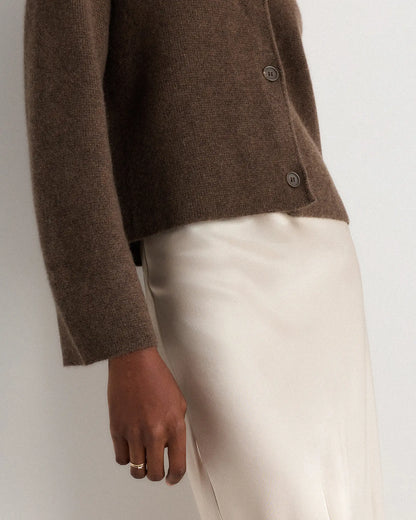 Mongolian Cashmere Structured V-Neck Cardigan - US 0319