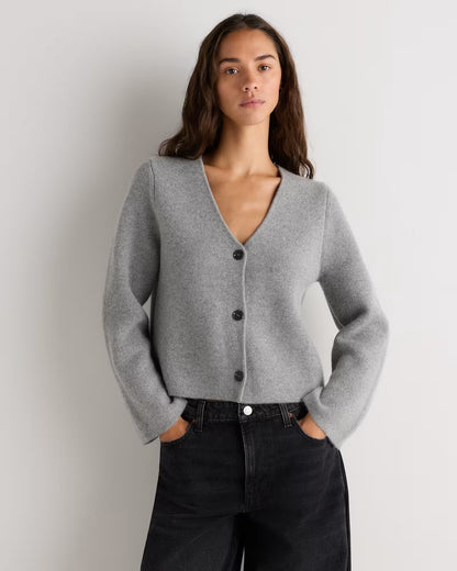 Mongolian Cashmere Structured V-Neck Cardigan - US 4828