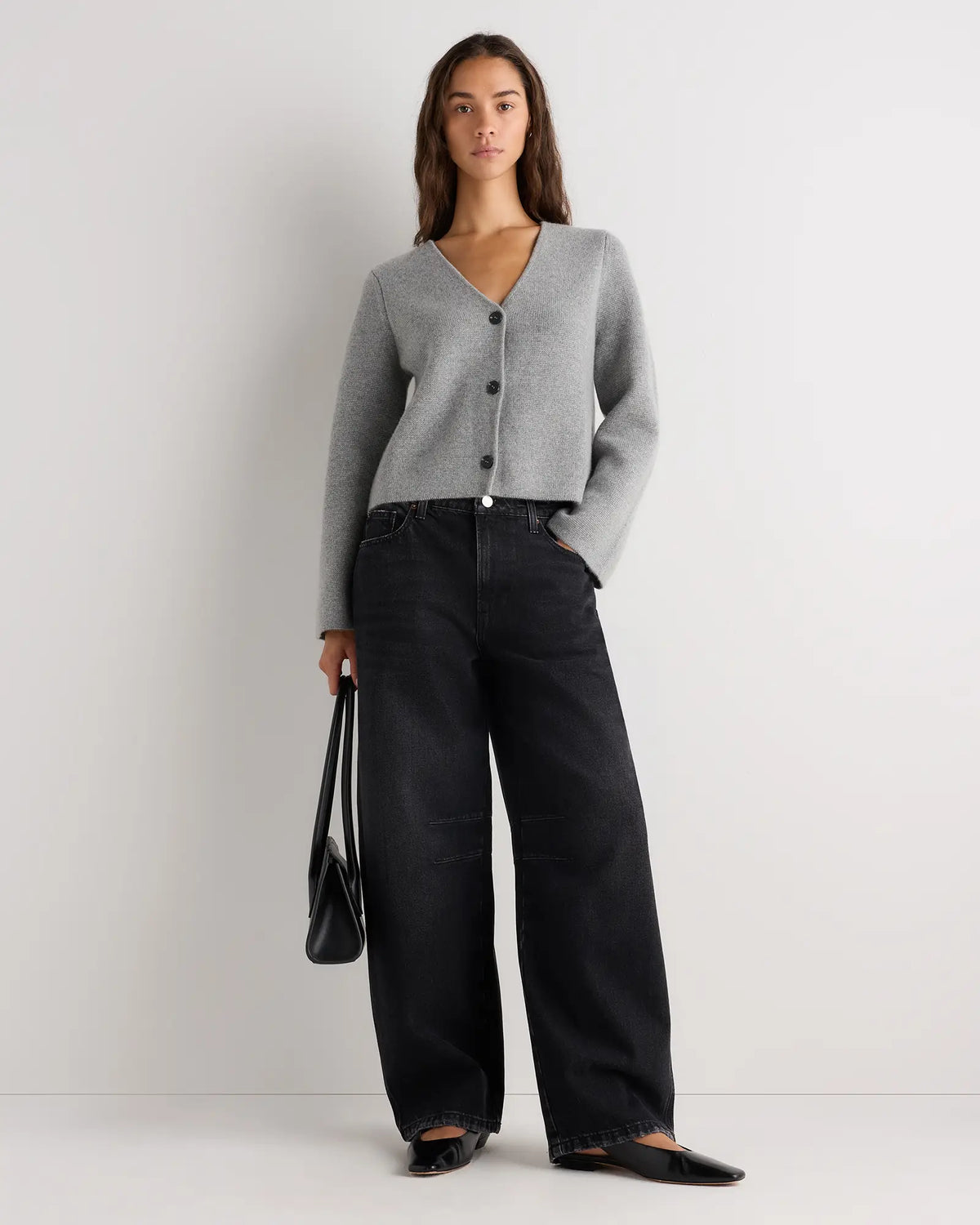 Mongolian Cashmere Structured V-Neck Cardigan - US 4828