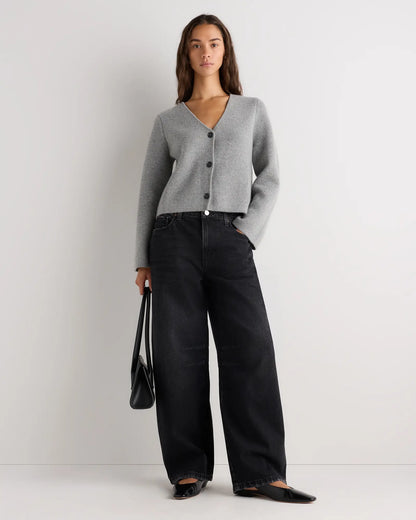 Mongolian Cashmere Structured V-Neck Cardigan - US 4828