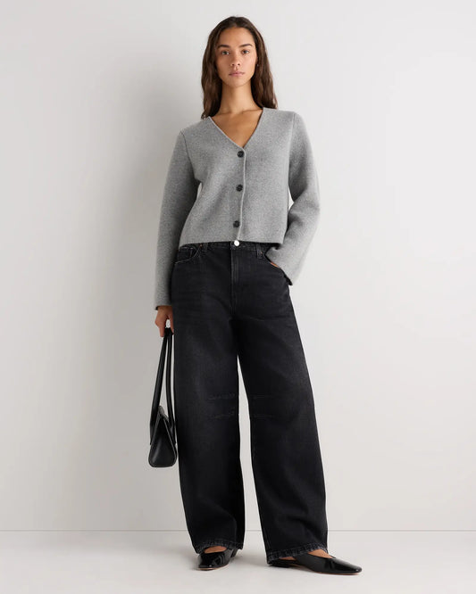 Mongolian Cashmere Structured V-Neck Cardigan - US 4828