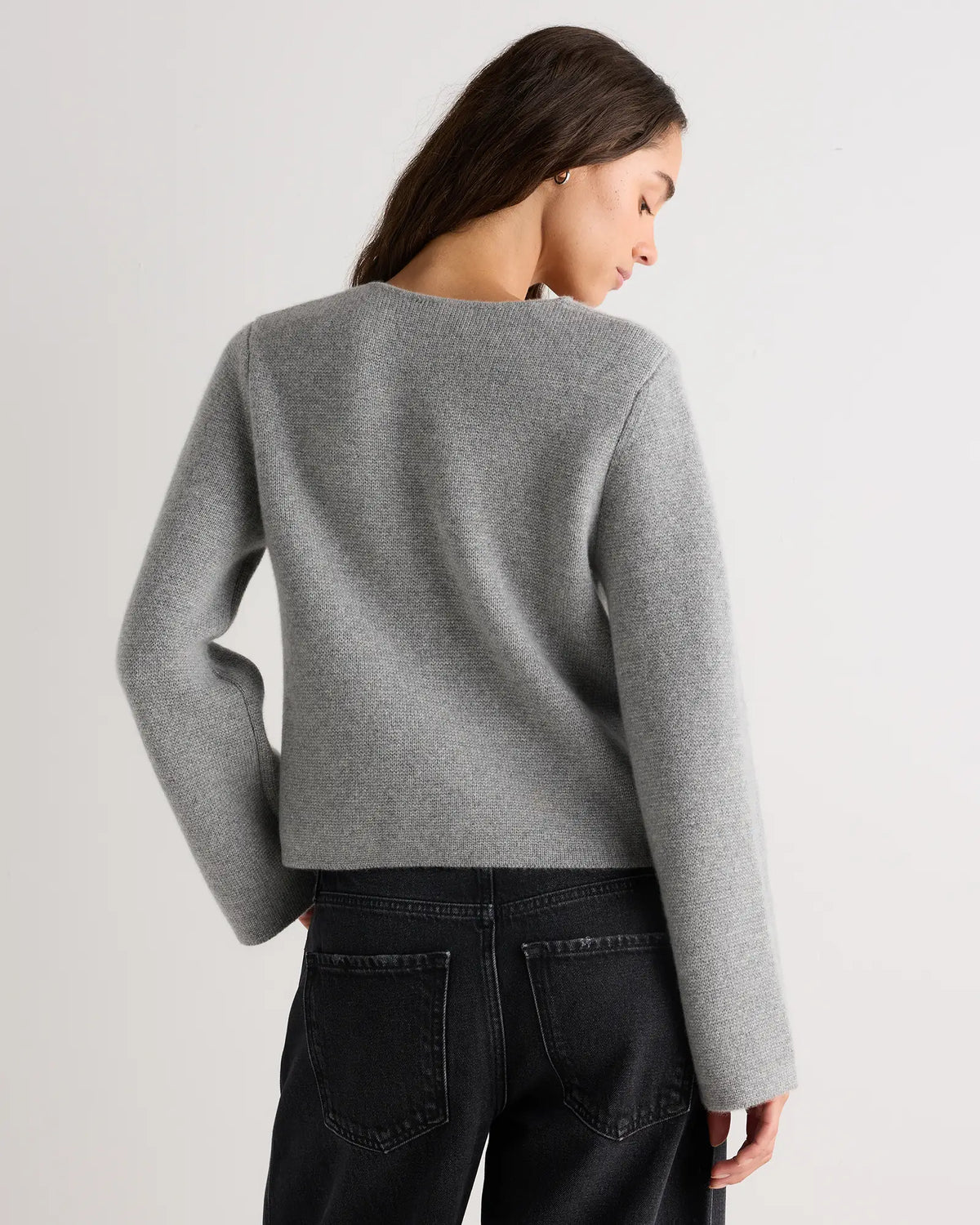 Mongolian Cashmere Structured V-Neck Cardigan - US 4828