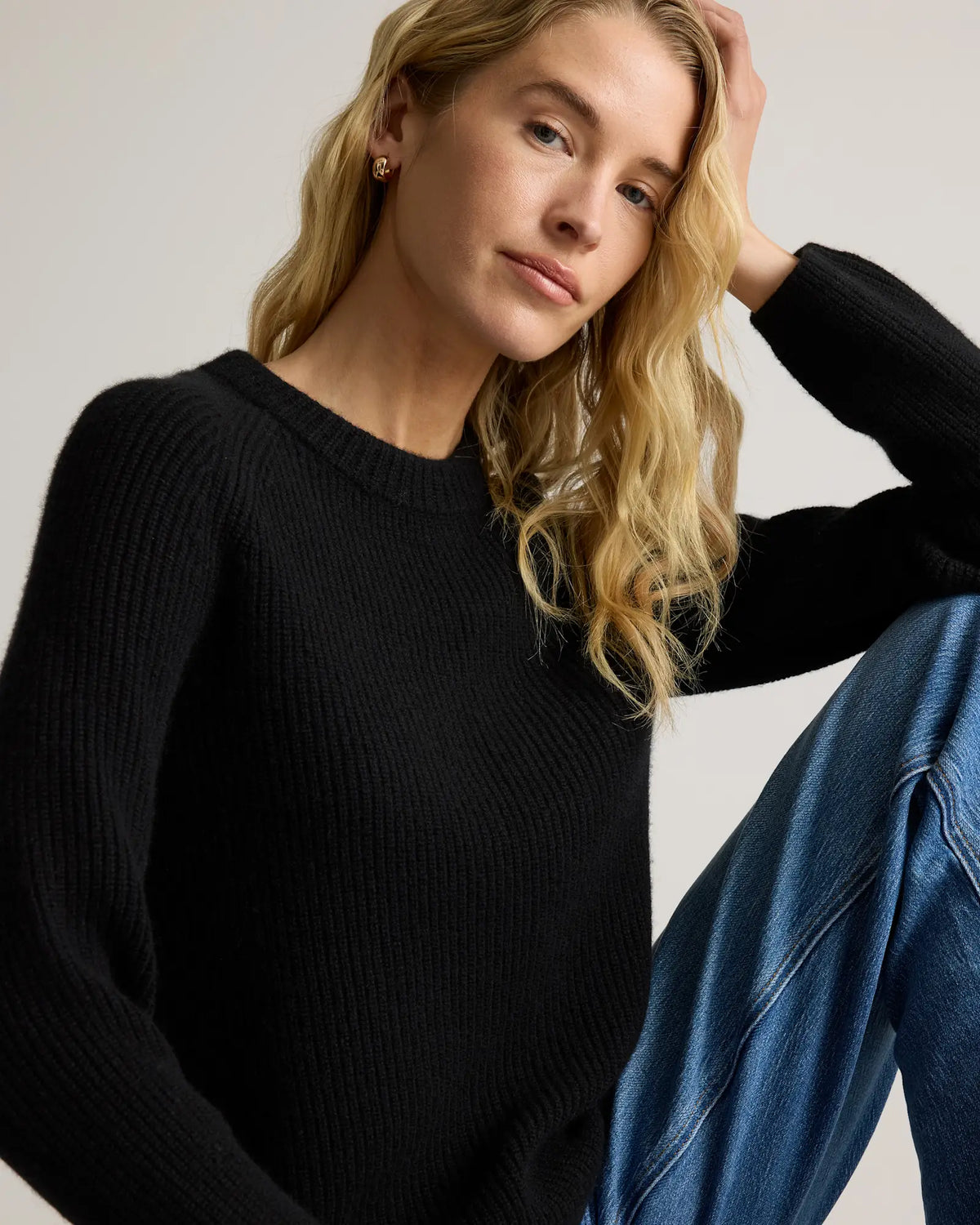 Mongolian Cashmere Fisherman Crewneck Sweater - US 9555