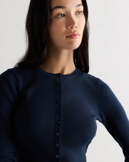 Cotton Cashmere Fitted Ribbed Cardigan - US 7031