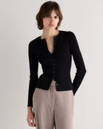 Cotton Cashmere Fitted Ribbed Cardigan - US 4028