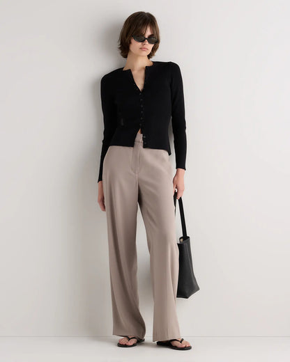 Cotton Cashmere Fitted Ribbed Cardigan - US 4028