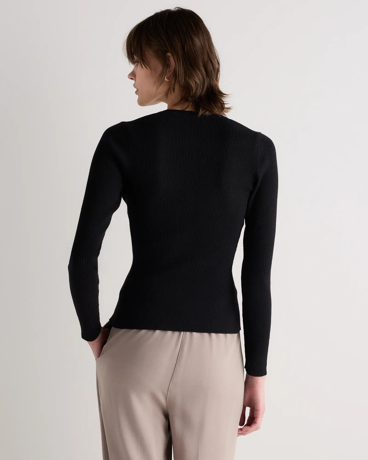 Cotton Cashmere Fitted Ribbed Cardigan - US 4028