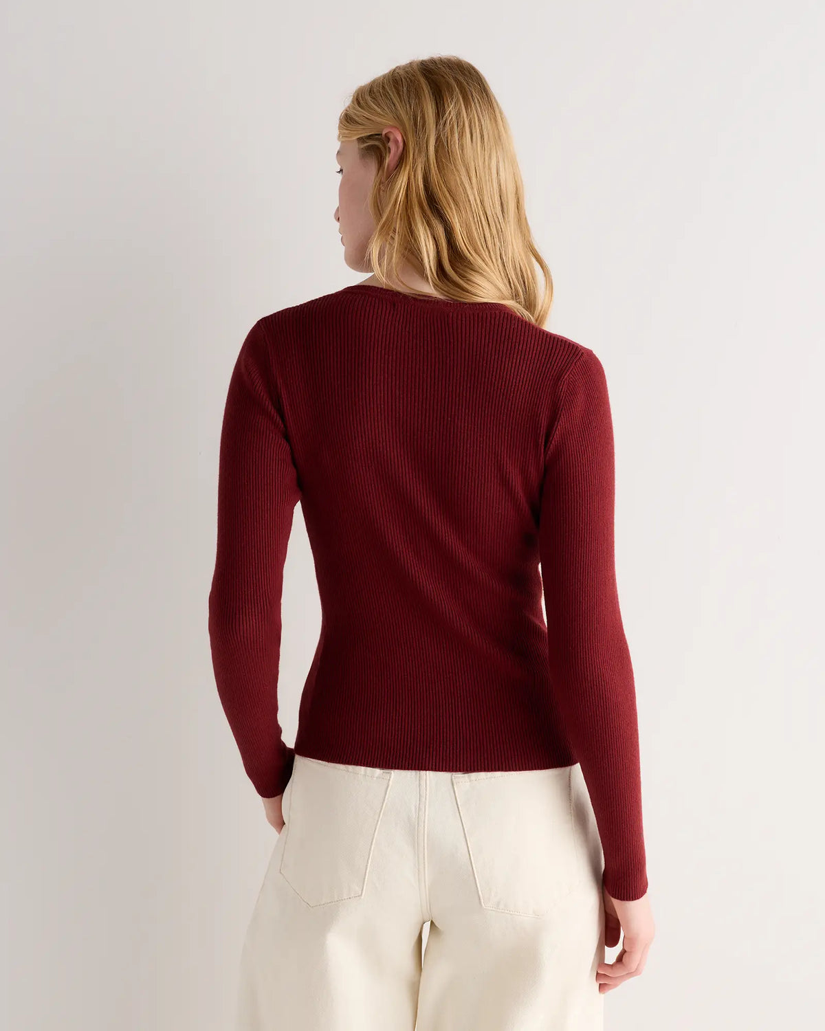 Cotton Cashmere Fitted Ribbed Cardigan - US 5722