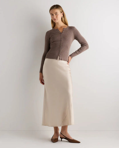 Cotton Cashmere Fitted Ribbed Cardigan - US 4933
