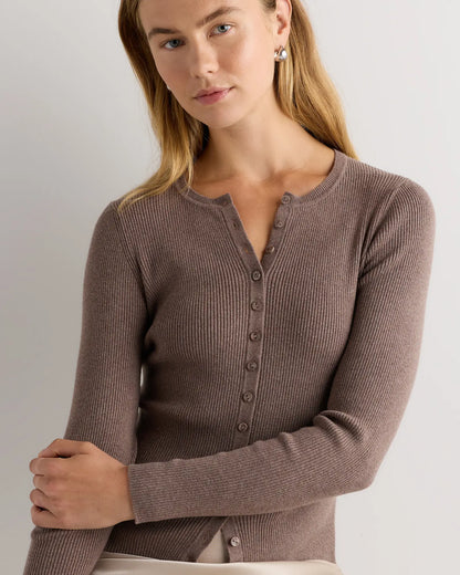 Cotton Cashmere Fitted Ribbed Cardigan - US 4933