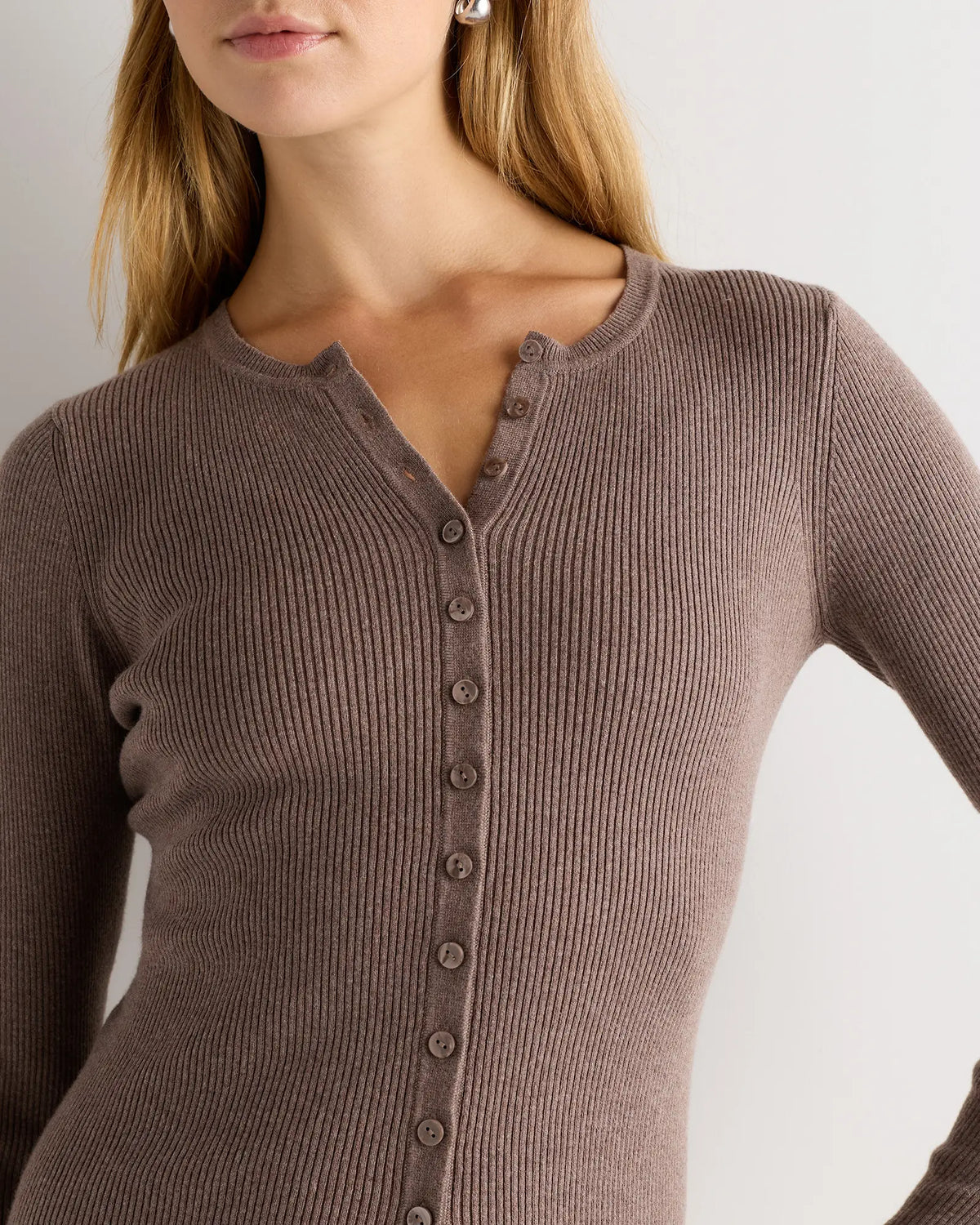 Cotton Cashmere Fitted Ribbed Cardigan - US 4933