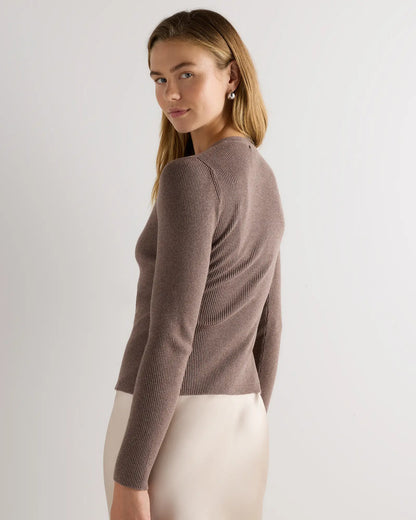 Cotton Cashmere Fitted Ribbed Cardigan - US 4933