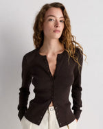 Cotton Cashmere Fitted Ribbed Cardigan - US 2047