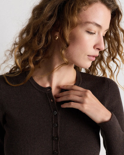 Cotton Cashmere Fitted Ribbed Cardigan - US 2047