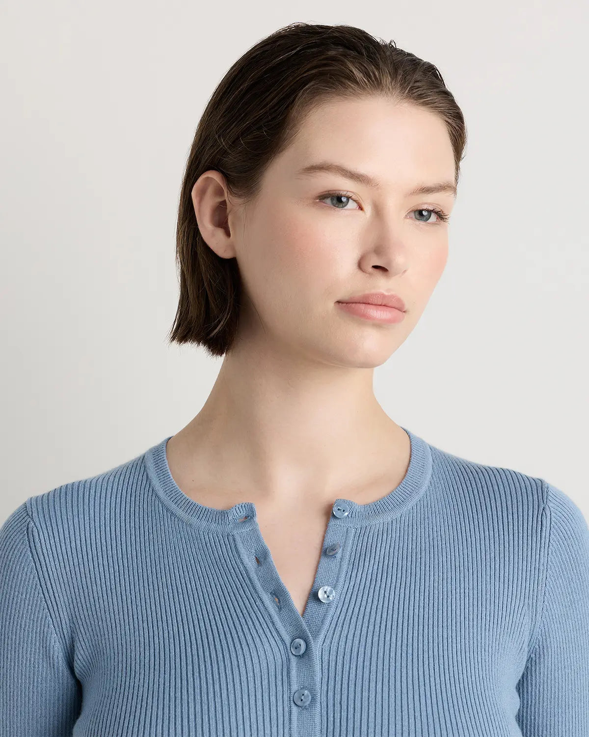 Cotton Cashmere Fitted Ribbed Cardigan - US 1529